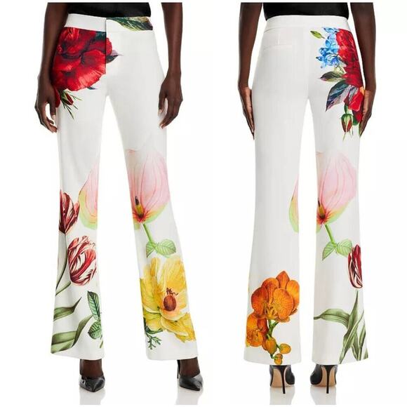 B57 Alice + Olivia Pants Trouser Womens 0 Garden Resort Floral Emily In Paris - Picture 1 of 9